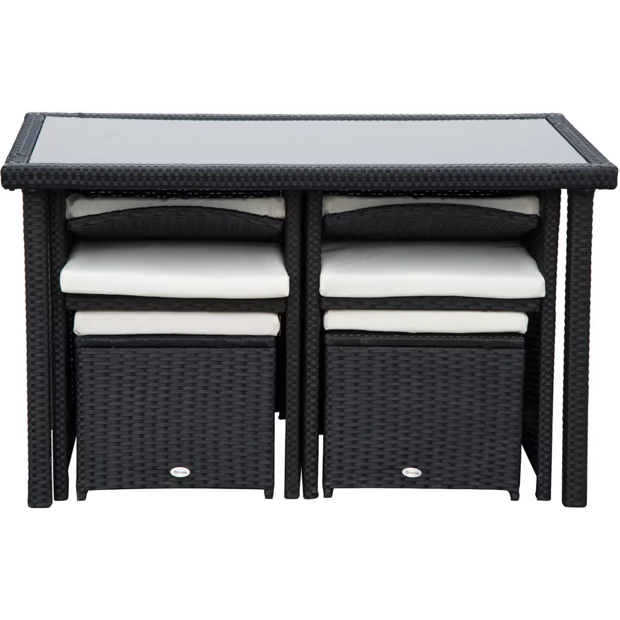 Outsunny Sitzgruppe aus Polyrattan geflecht schwarz, cremeweiß