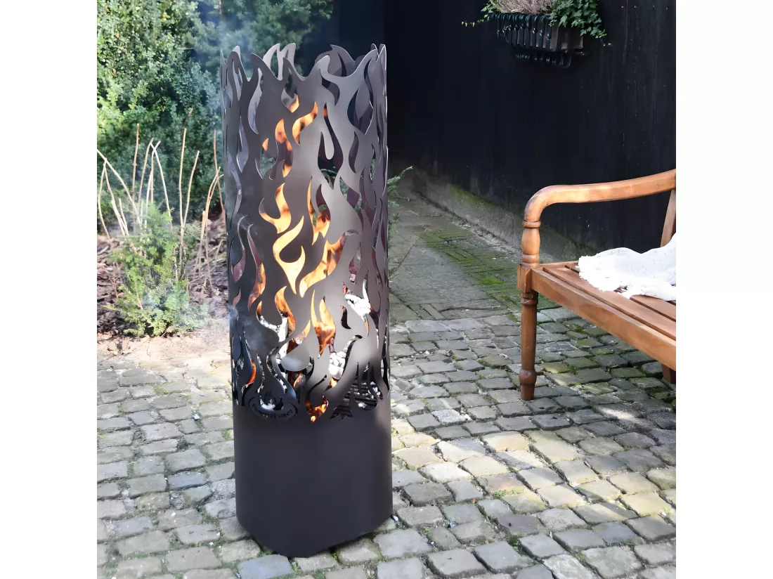 Brasero cylindre découpe laser 39 x 117 cm Découpe flammes