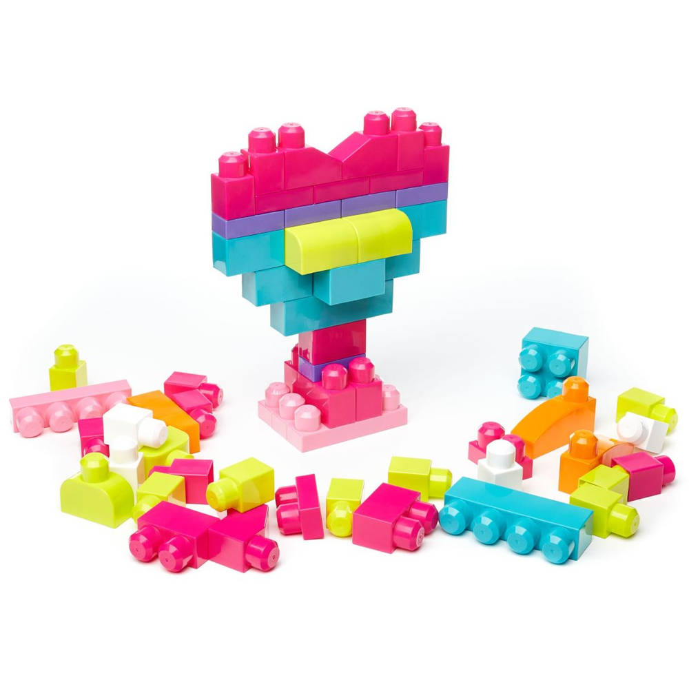 MEGA Bloks First Builders blokkenzak - 60 stuks - roze