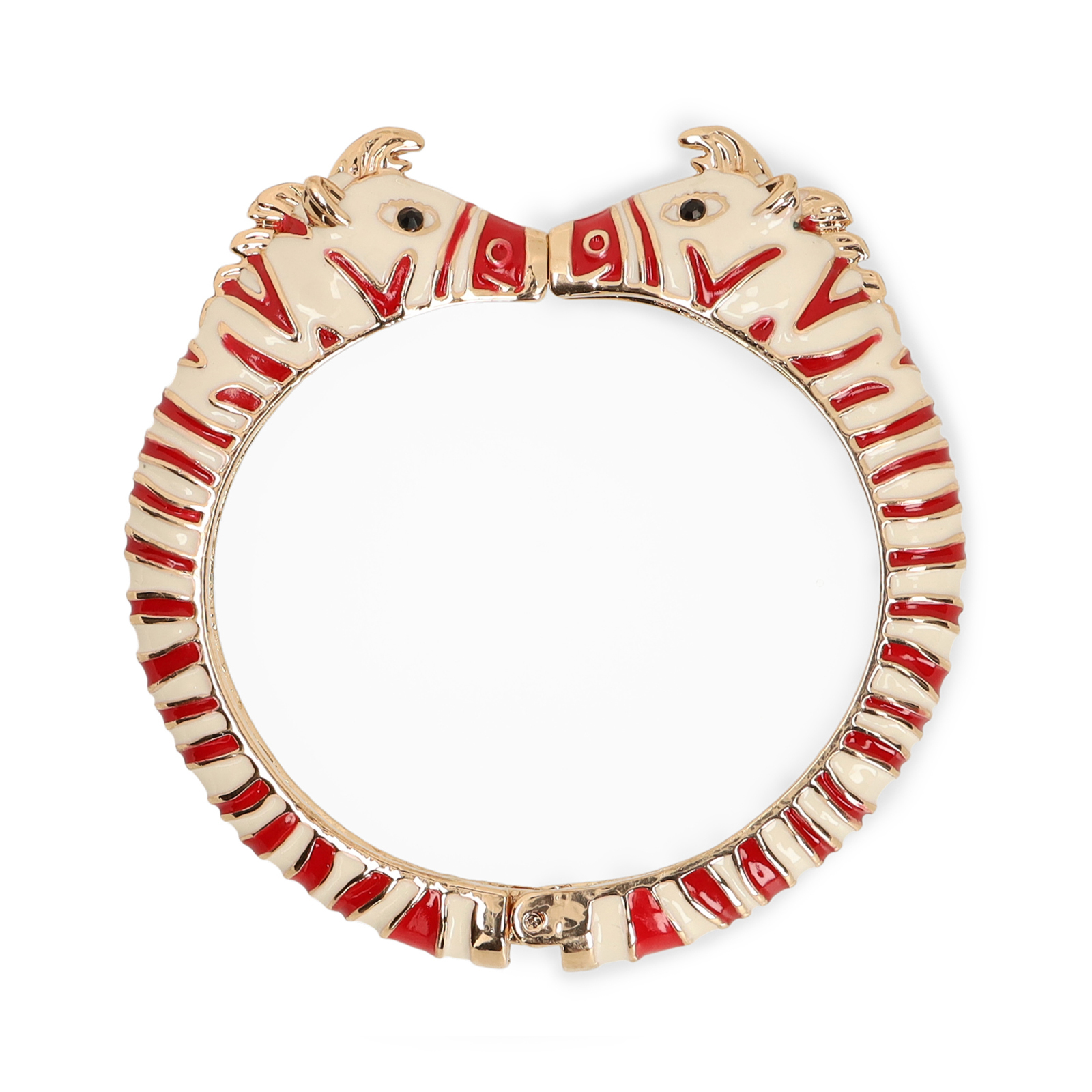 Goudkleurige zebra armband met rode details