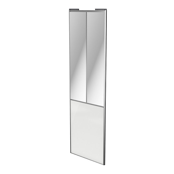 Porte de placard coulissante atelier blanc brillant profil gris GoodHome Arius H. 248,5 x L. 76.2 cm + amortisseurs