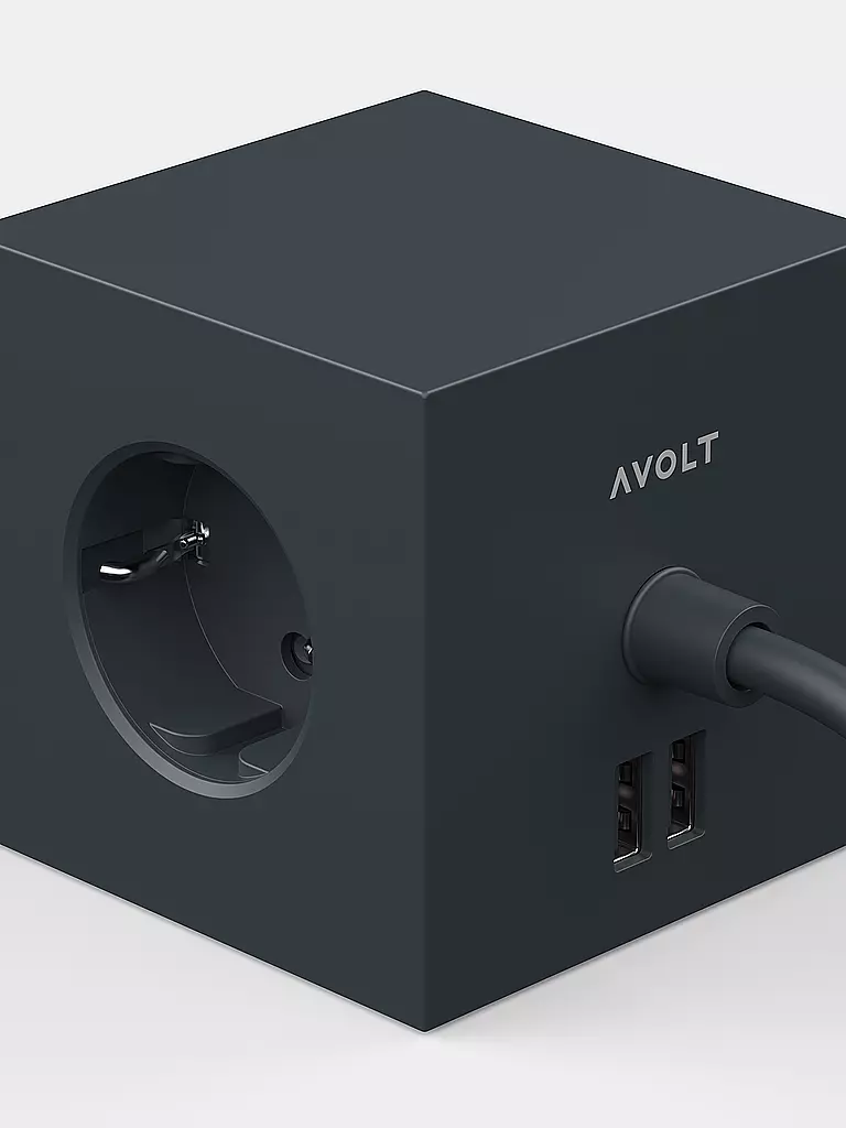 AVOLT Mehrfachsteckdose Square 1 F 1.8MT Stockholm Black schwarz