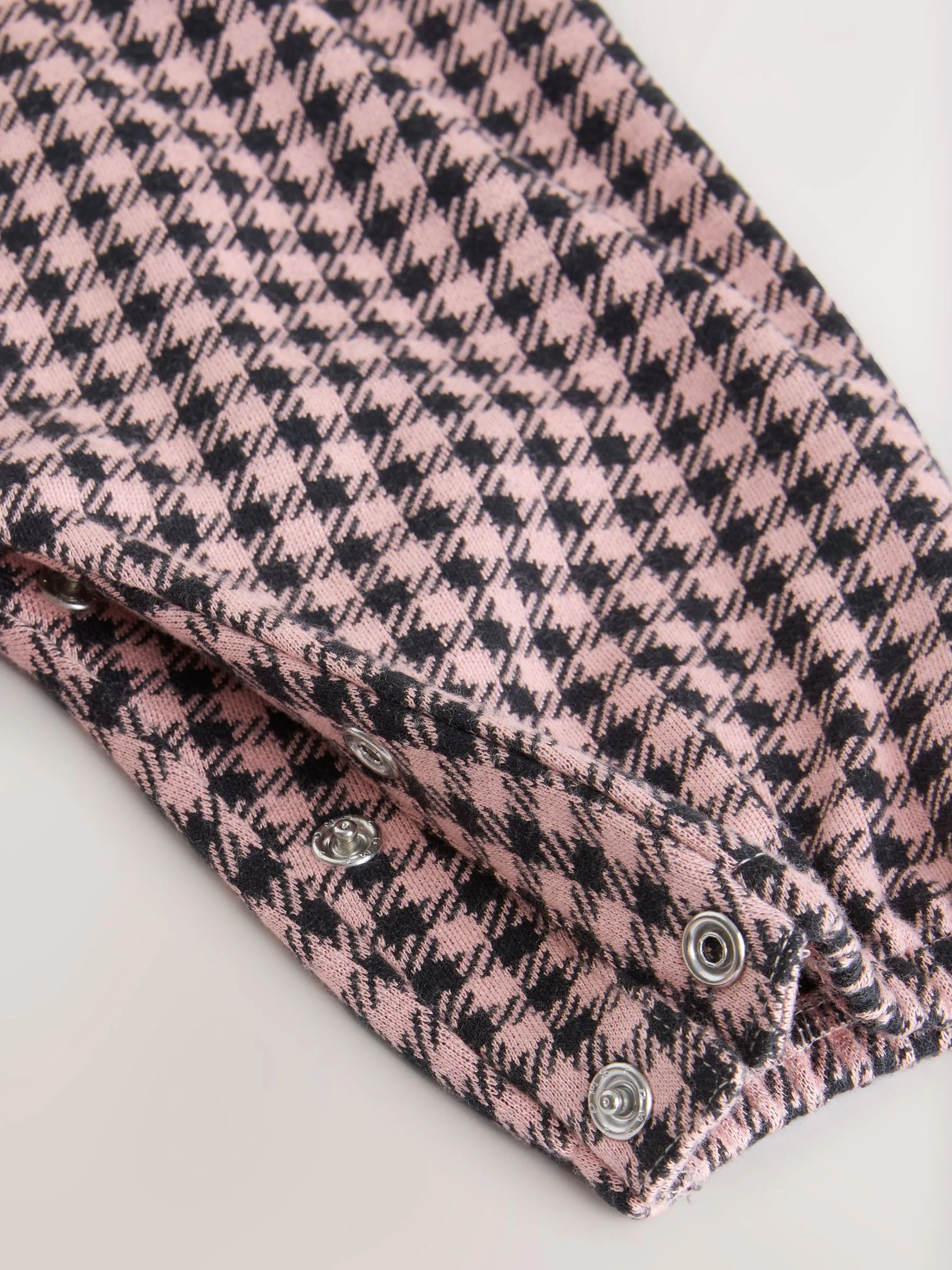 Pink / Chocolate Gingham - Baby 2 -delige set van bodysuit met lange mouwen en bretelbroeken (0mnd -2jr)