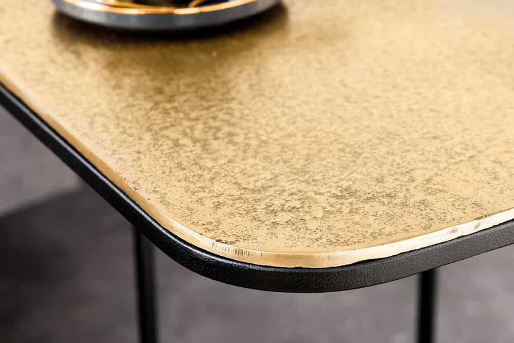 2er Set Beistelltisch ABSTRACT 55cm gold silber schwarz Metall handmade