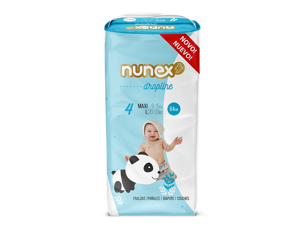FRALDA NUNEX DROPLINE T4 9-15KG 64UN