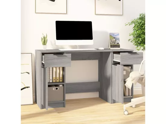 Bureau avec armoire latérale Sonoma gris Bois d'ingénierie