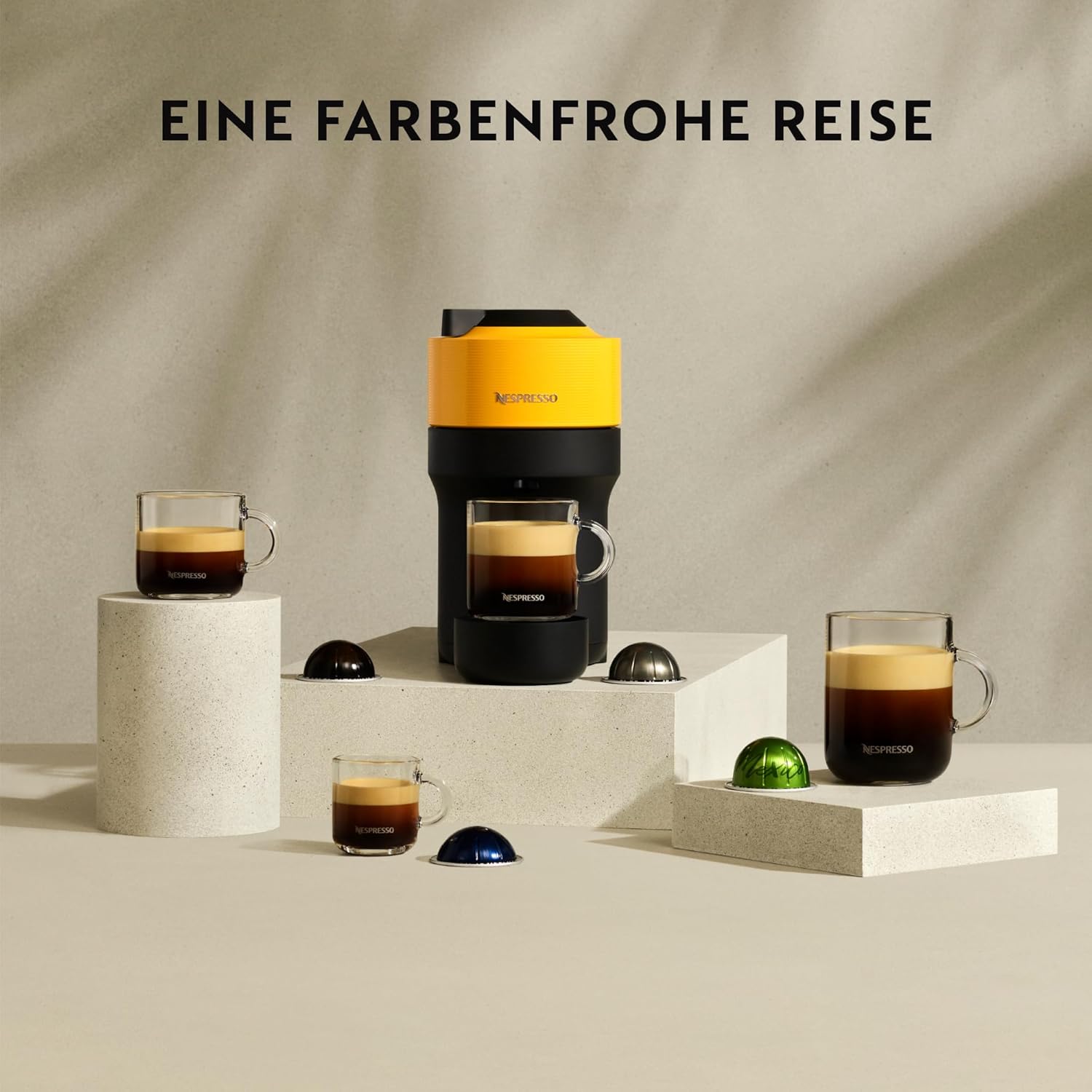 Nespresso De'Longhi ENV90.BAE Vertuo Pop, Kaffeekapselmaschine + Aeroccino, Centrifusion-Technologie, Willkommens-Paket Inbegriffen, 1260W, Schwarz