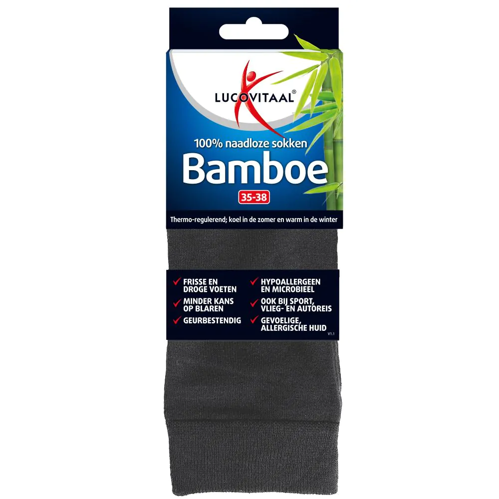 Bamboe Sok Lang Antraciet 3 paar