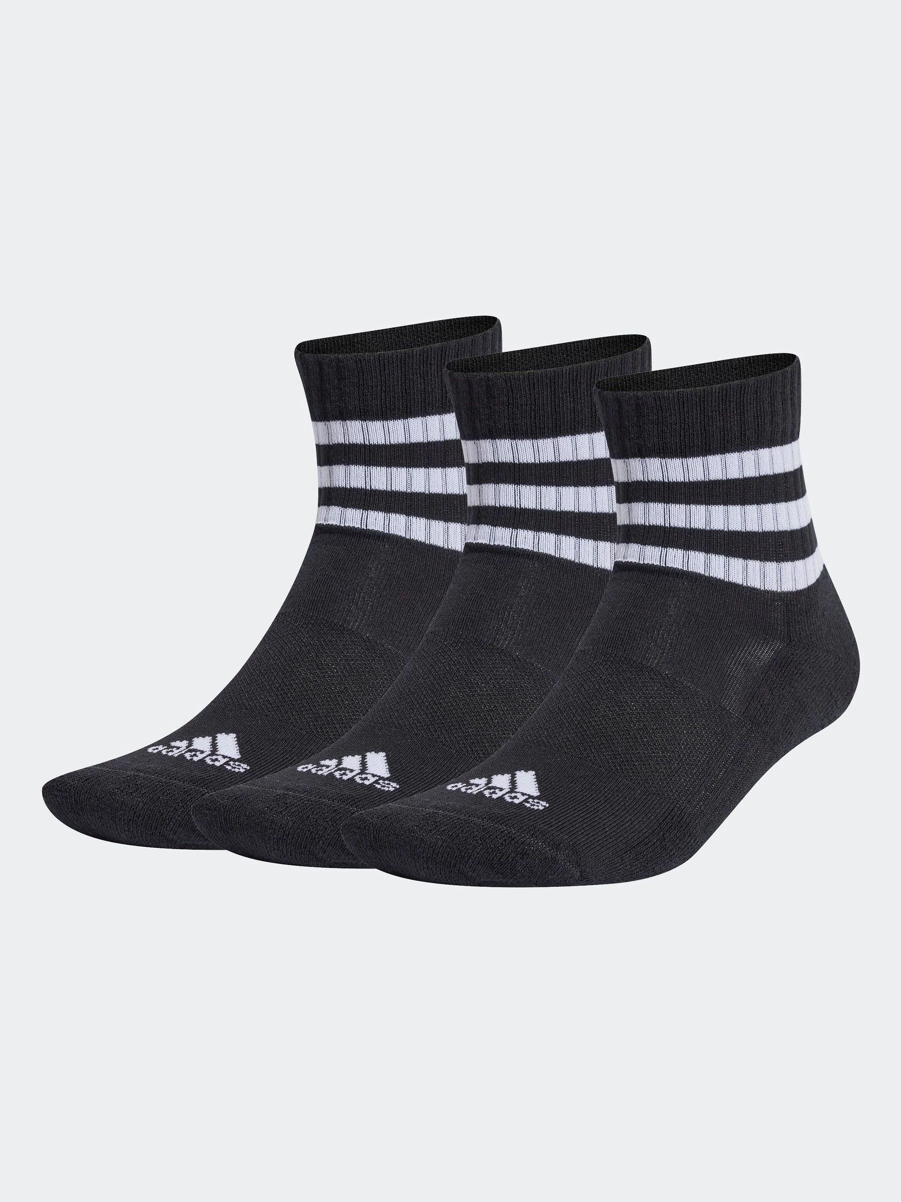 Zwart - adidas 3-Stripes Cushioned Sportswear Low Cut Socks 3 Pack