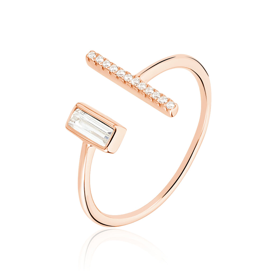 Bague Tea Argent Blanc Rose Oxyde De Zirconium