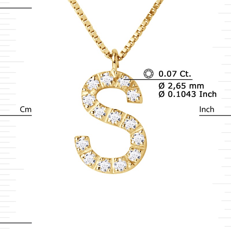Collier ALPHABET Diamants 0,07 Cts  LETTRE 