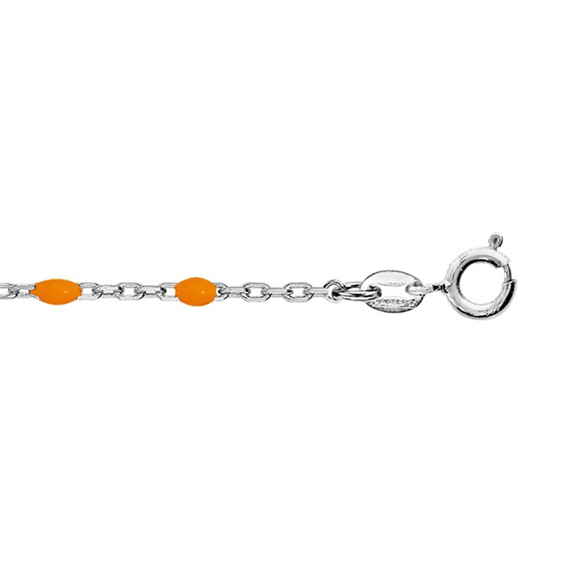 Chaine de cheville argent - Olives orange fluo