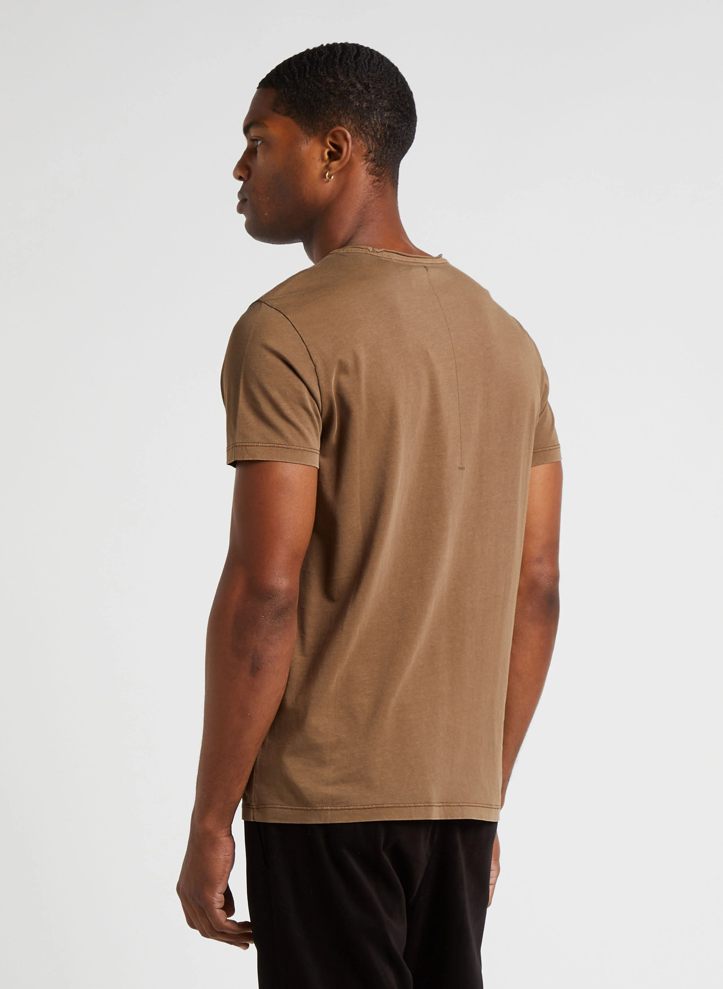 Tee-shirt col rond sérigraphié en coton | Marron