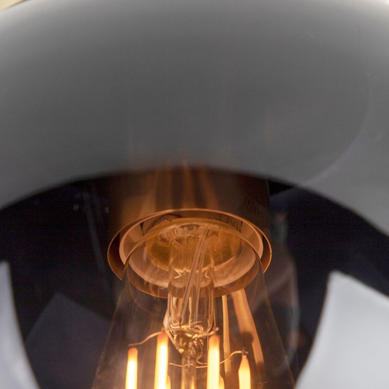 Art deco plafondlamp messing met zwart glas - Pallon