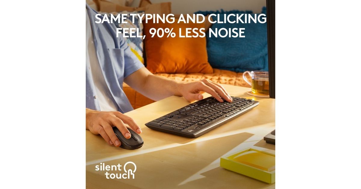 LogitechMK295 Silent Wireless Keyboard and Mouse Combo, desktopset  (Zwart, US-International)