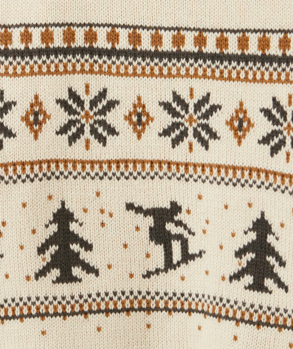PULL JACQUARD MIXTE EN TRICOT ET FIBRES RECYCLÉES ÉCRU