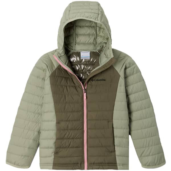 Doudoune randonnée COLUMBIA GIRLS POWDER LITE HDD JKT STONE GREEN/SAFARI/PINK ORCHID