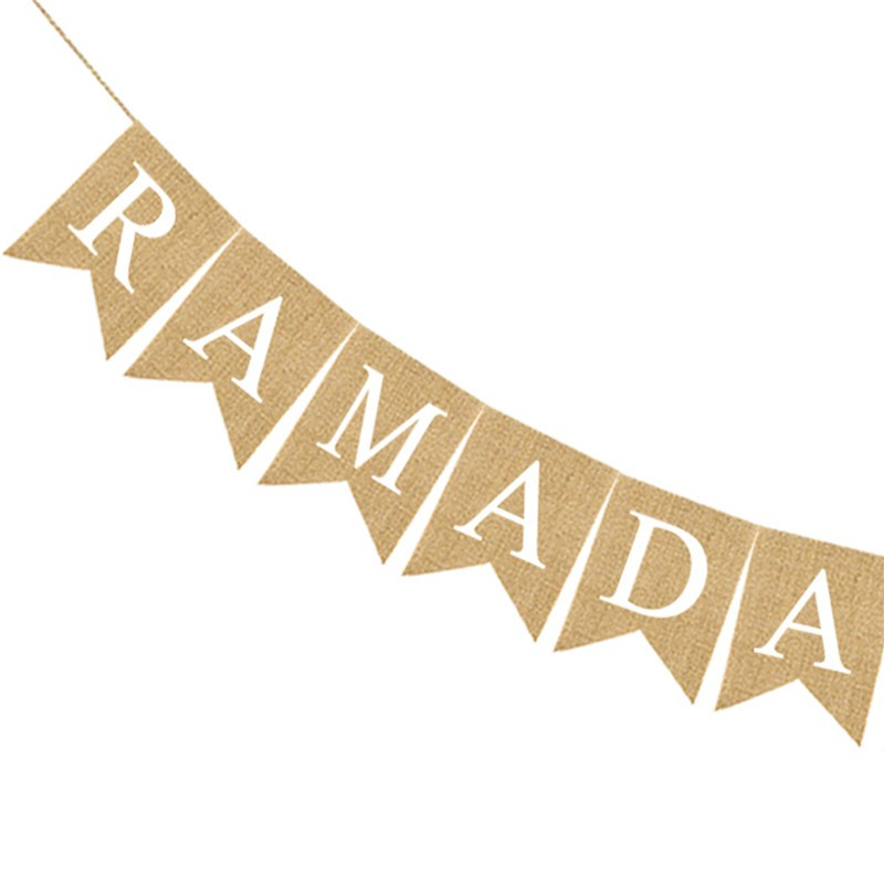 (3m) Ramadan Jute Girlande Eid Mubarak Home Deko Vintage Accessoire Banner - Ramadan / Mubarak / Mond