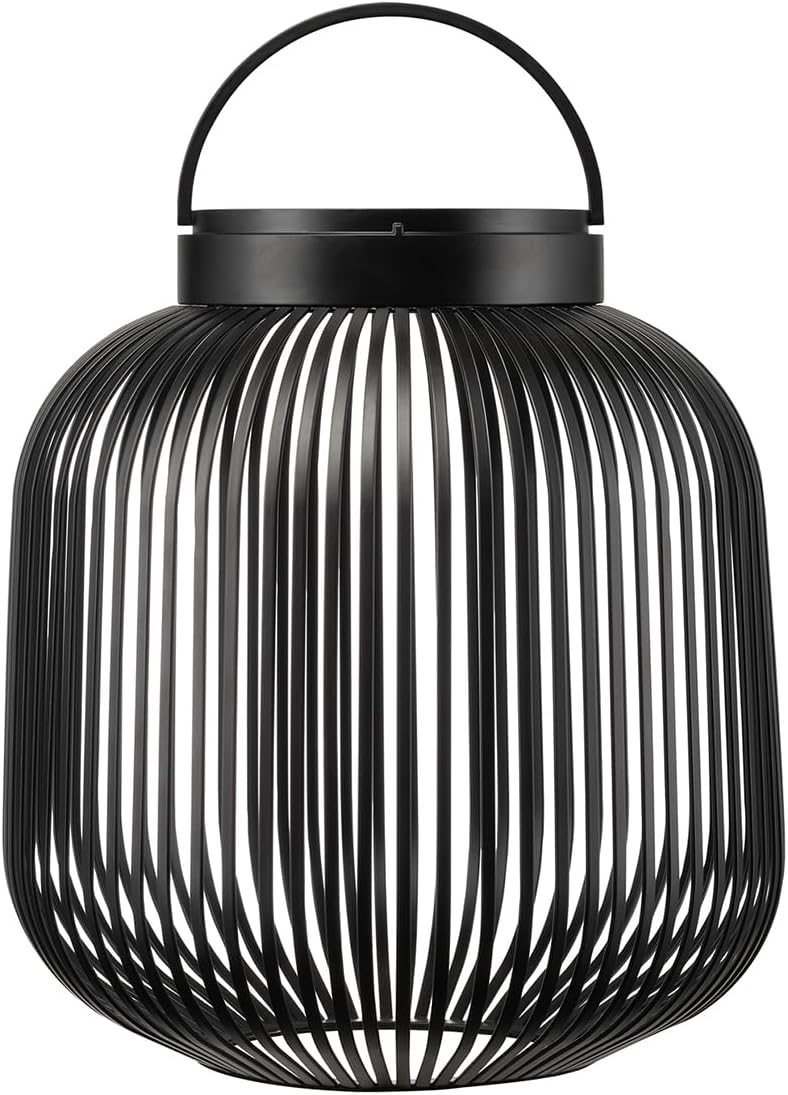 blomus LED Laterne -Lito- | Mobile Akku Outdoor Leuchte aus Eisen | Farbe Schwarz | Größe M 28L x 28B x 30H cm | 3 Lichtfarben | Dimmbar per Touch | IP54 spritzwassergeschützt