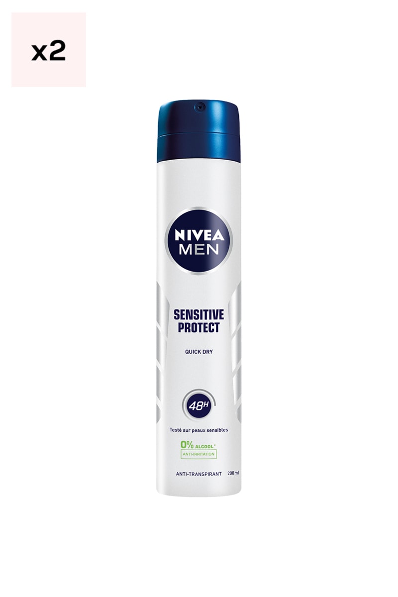 Duo de déodorants anti-transpirants 48 h - Peaux sensibles - Homme - 2 x 200 ml