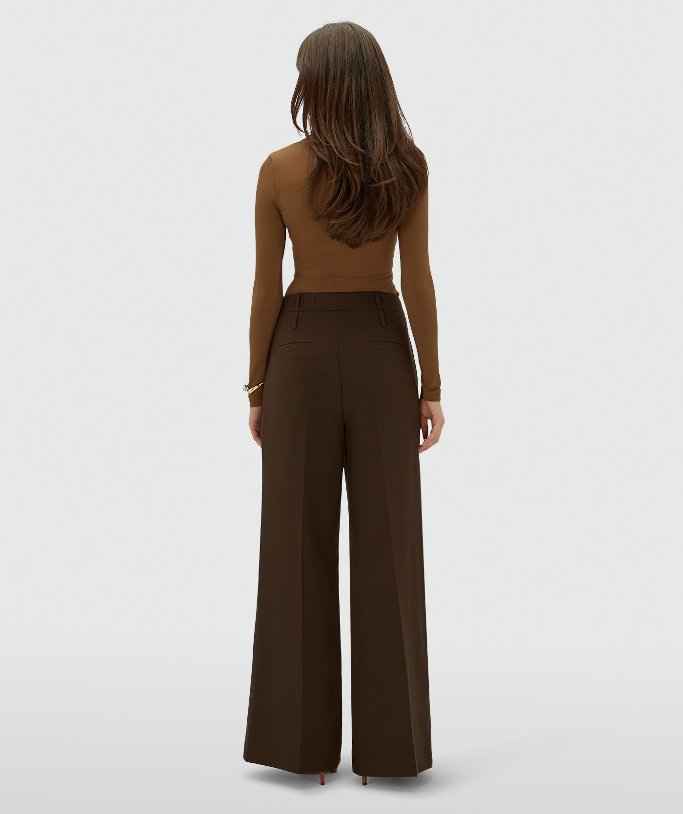 JV-SKY high rise wide leg pantalon - brown