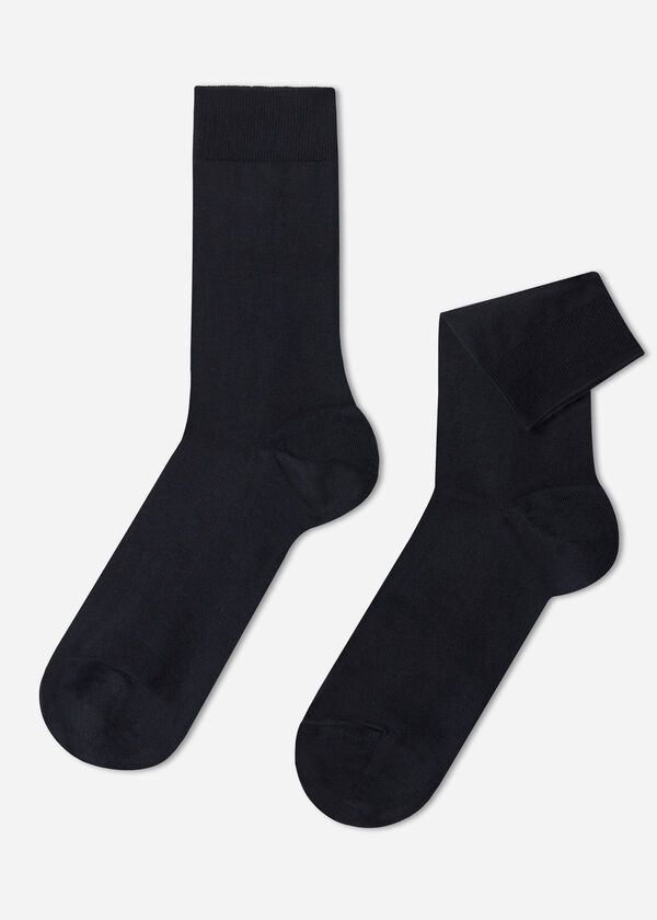Meias masculinas de algodão stretch de cano médio
