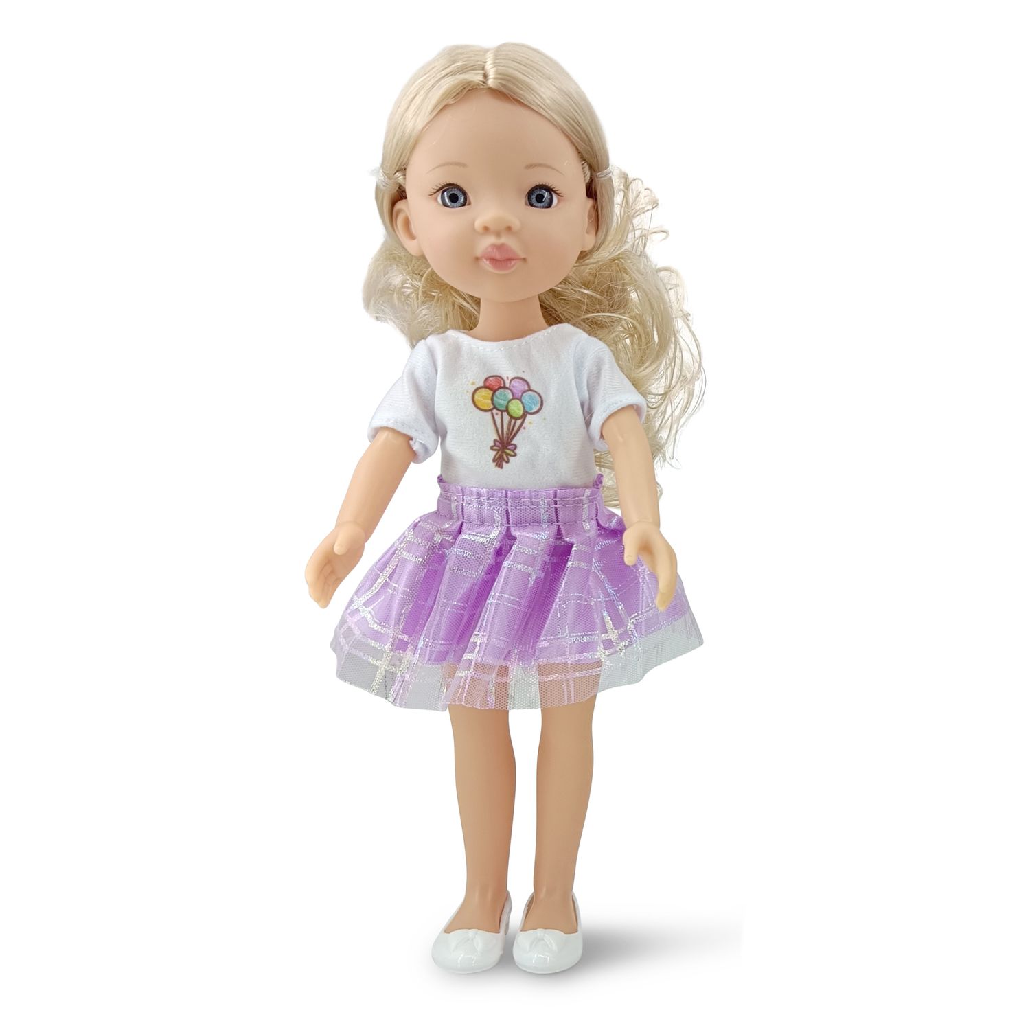 Moni Kinderpuppe 33 cm Pretty Doll Kleidung Haare Schuhe beweglich ab 3 Jahren lila