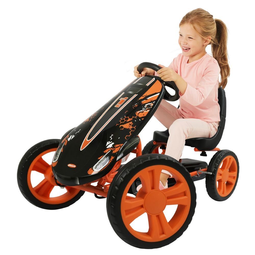 Veículo de pedal Hauck Speedster - Laranja, kart de pedal e carro de pedal com assento tipo concha ajustável (4-8 anos)