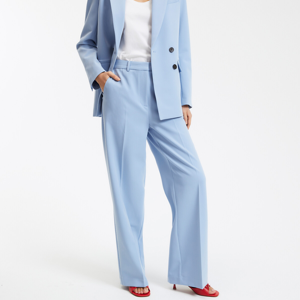 COLEÇÕES LA REDOUTE<br>Calças largas em poliviscose
