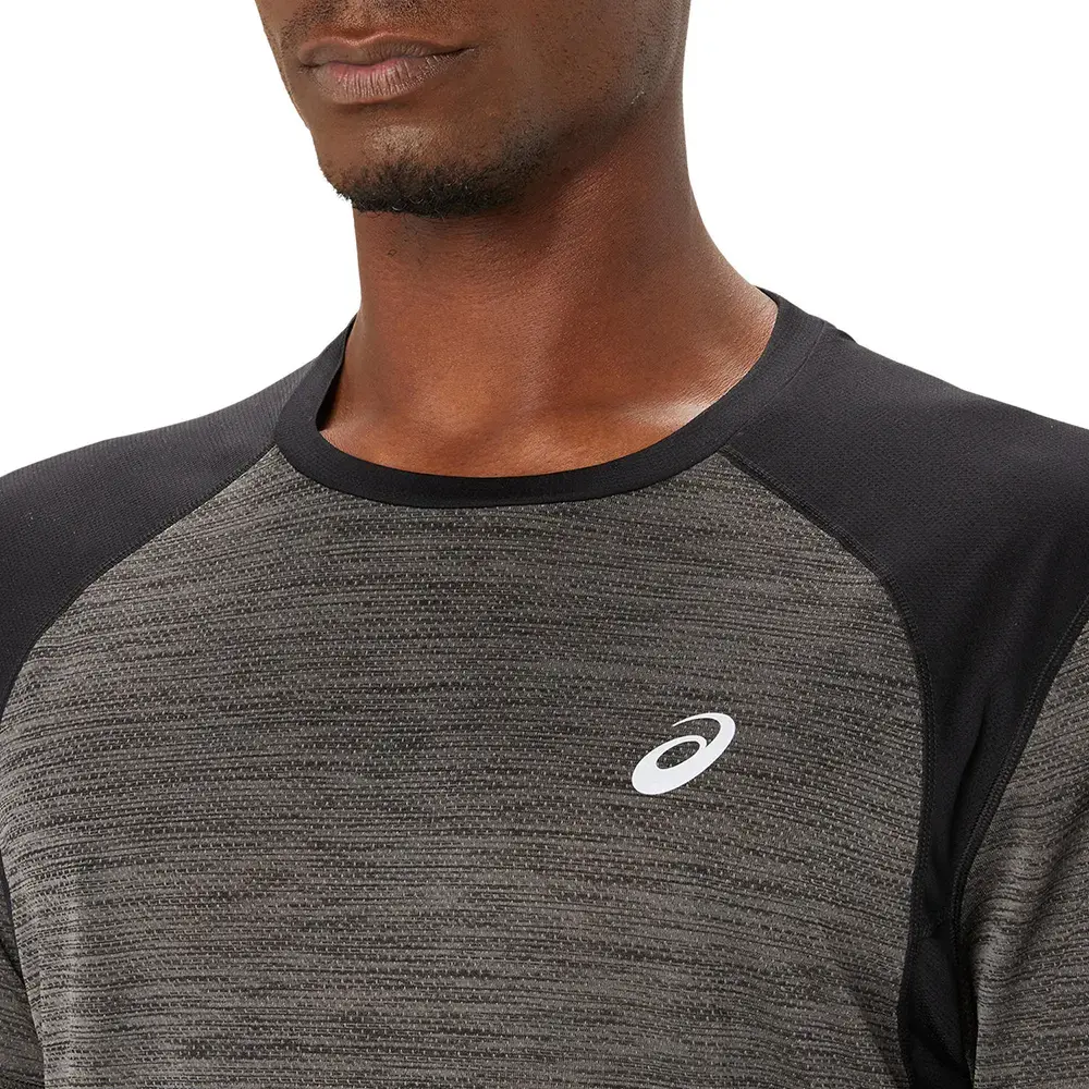 ASICS Road Hardloopshirt Korte Mouwen Grijs/Zwart Heren
