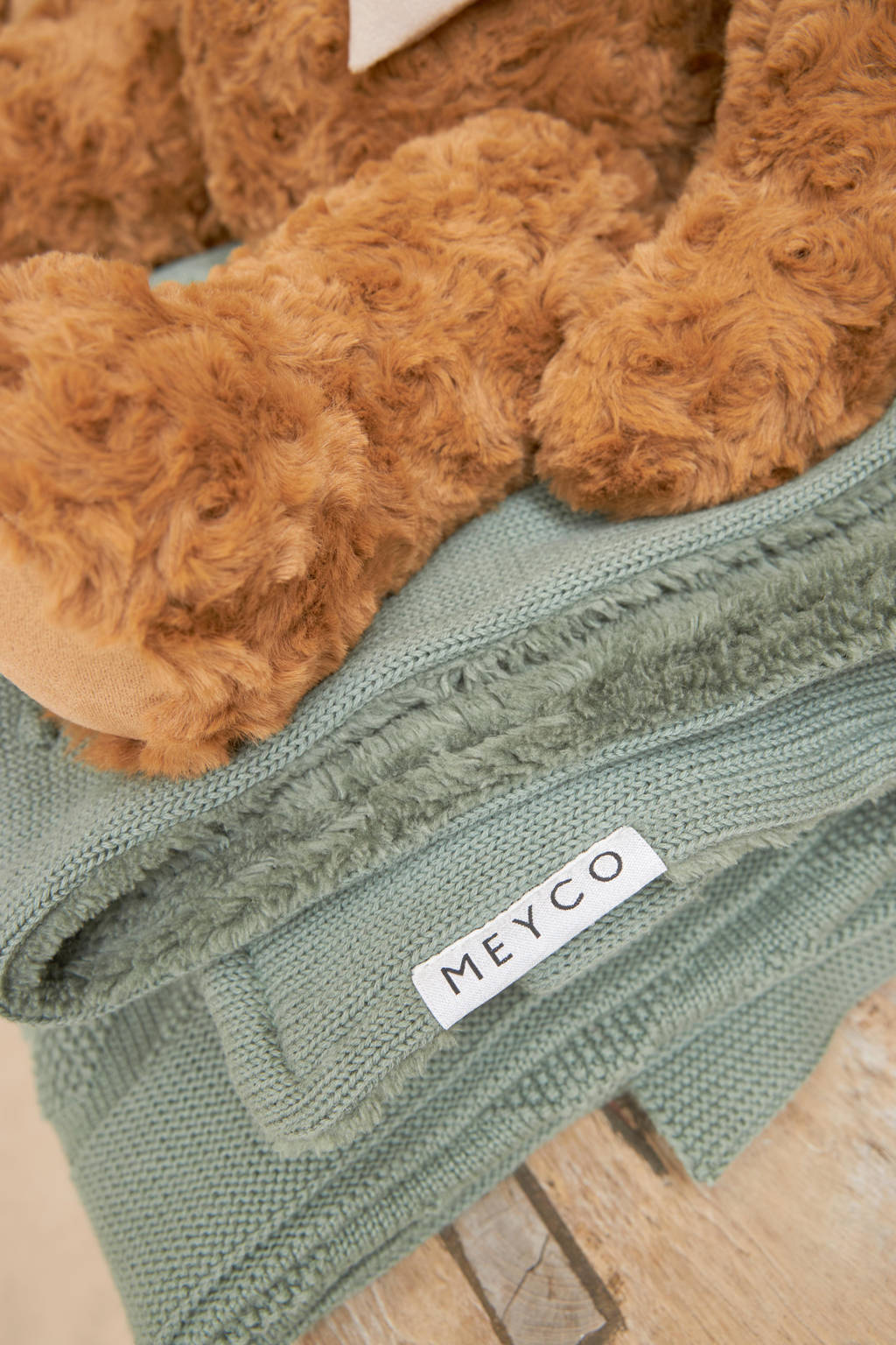reversible baby ledikantdeken Mini Knots Teddy 100x150 cm Forest Green