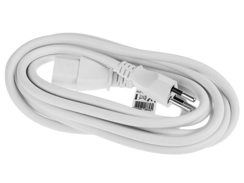 FURBER.power Netzkabel C13-T12 3.0 m Weiss Kaltgerätekabel H05 VV-F 3G1.00
