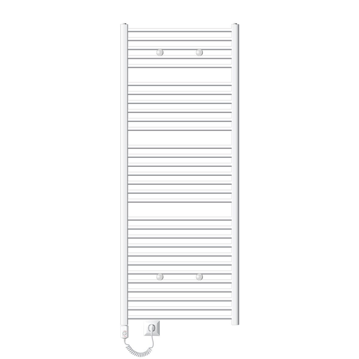 LuxeBath Elektrische Badkamerradiator Sahara 750x1800 mm Wit Gebogen Zijaansluiting & Verwarmingselement 900W met Thermostaat & Digitaal Display, Handdoekradiator met Verwarmingspatroon, Handdoekwarmer Handdoekdroger