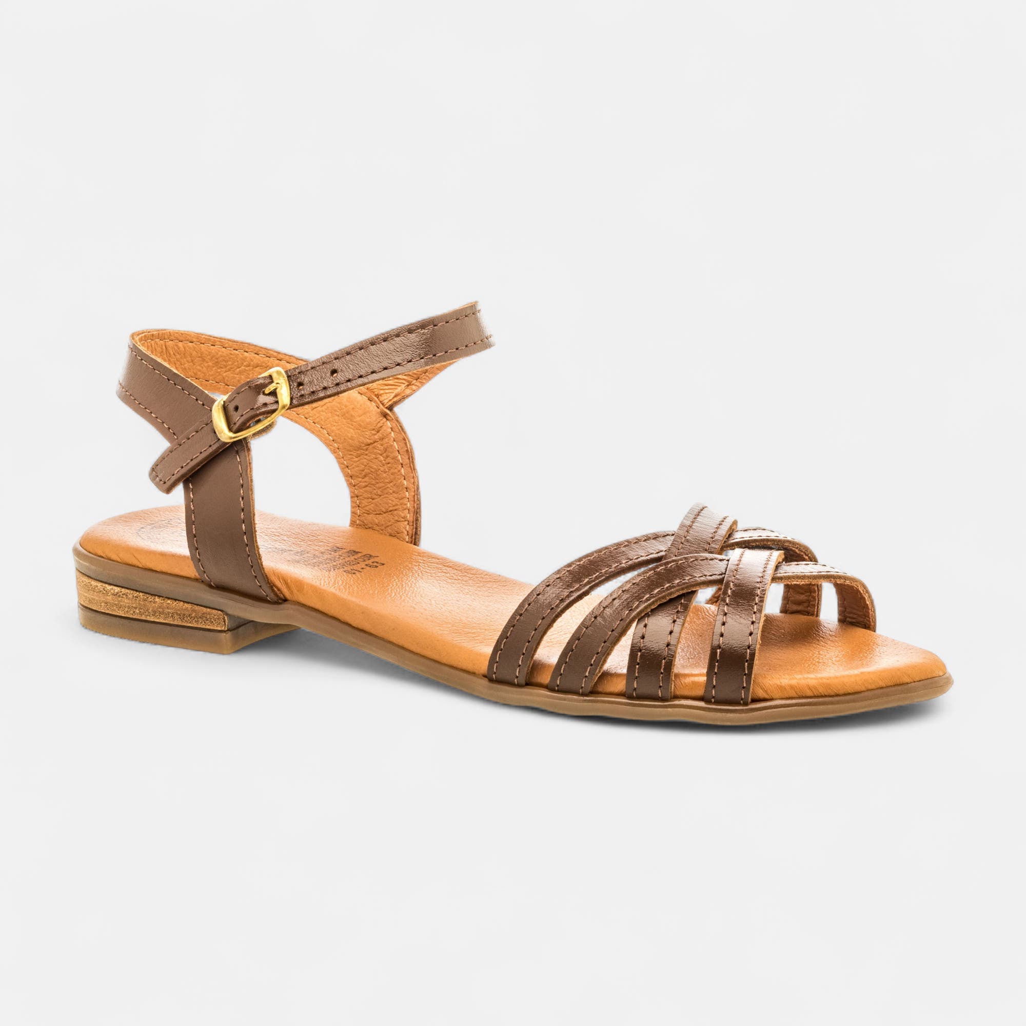 Nu-pieds Femme en cuir marron