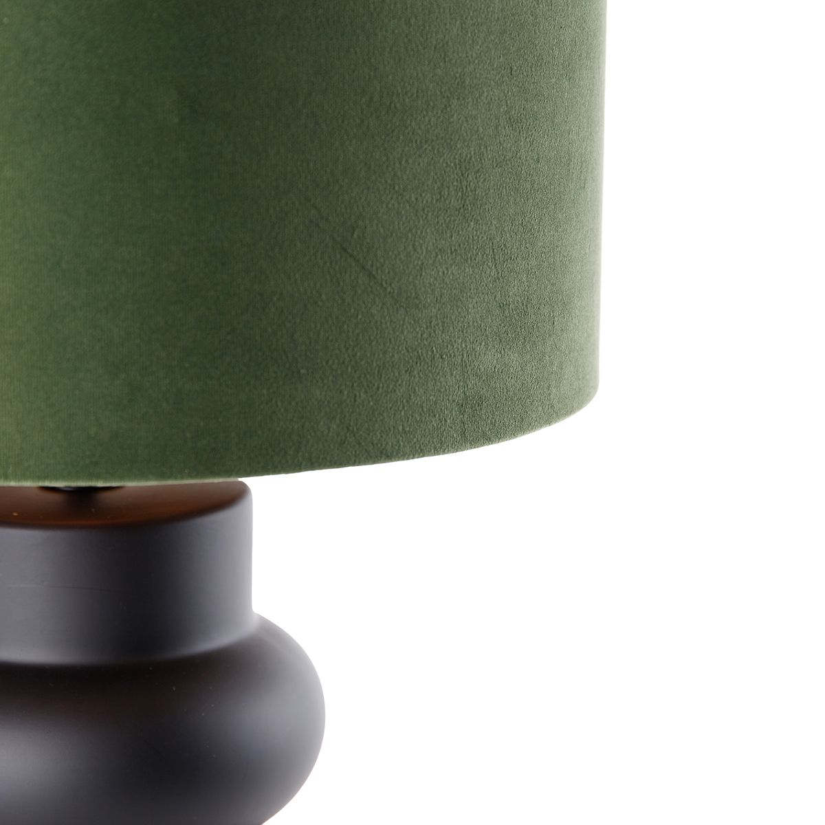 Design tafellamp zwart 17 cm velours kap groen met goud 35 cm - Alisia