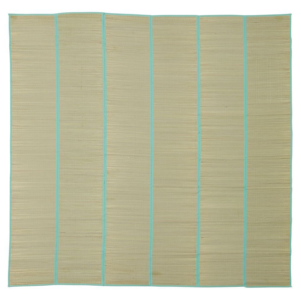 Natte de plage 2 personnes Funky paille naturel et vert 180x180cm