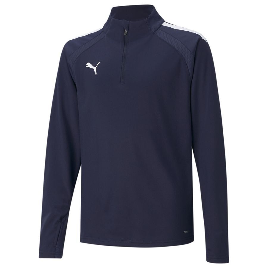 PUMA Maillot d'Entraînement Fermeture Éclair 1/4 Enfant - Bleu Marine/Blanc