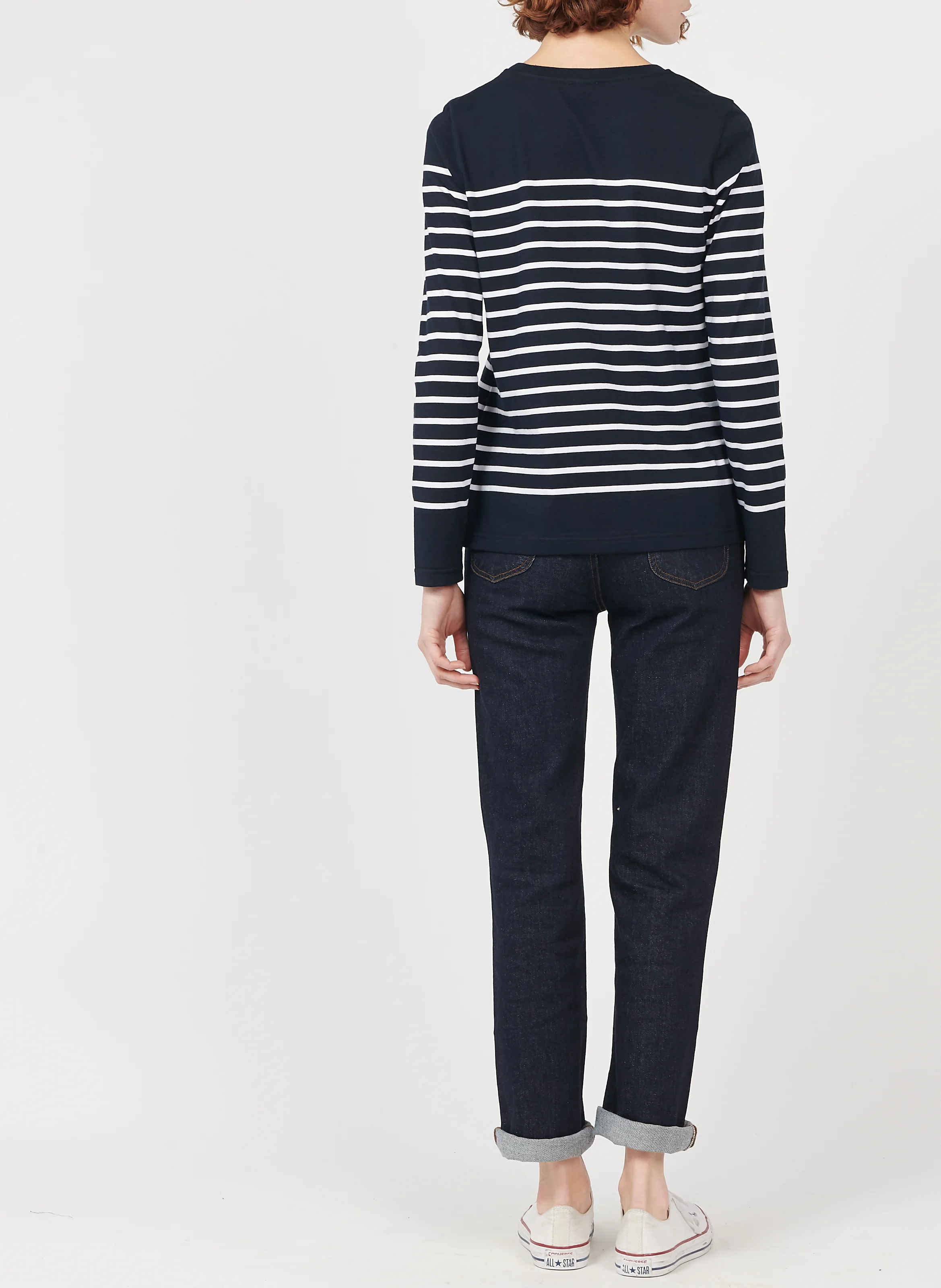 Marinière col rond en coton | Bleu