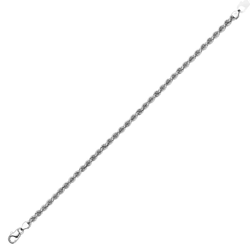 Bracelet Femme 18 cm - Maille Corde - Or blanc 18 Carats - Largeur 3.5 mm