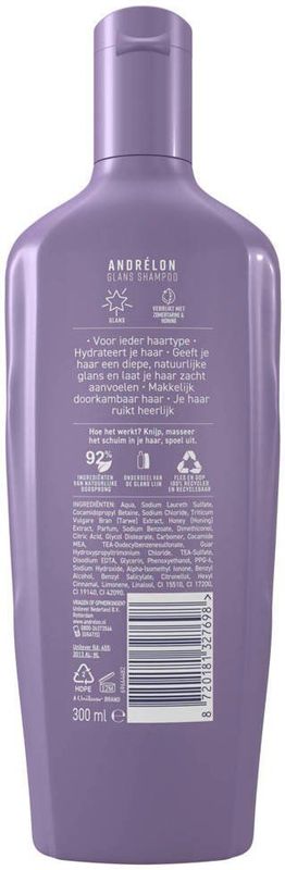 Andrélon Shampoo - Glans - milde shampoo verrijkt met zomertarwe en honing - 6 x 300 ml