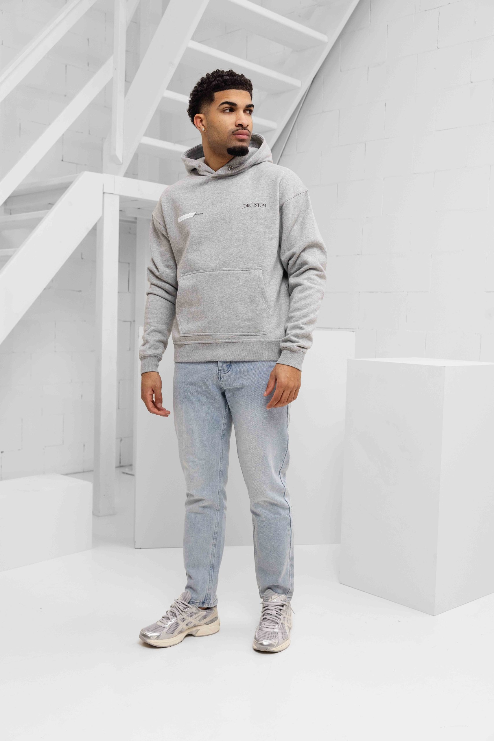 Jorcustom Fleece Angel 2.0 Oversized Hoodie Heren Grijs