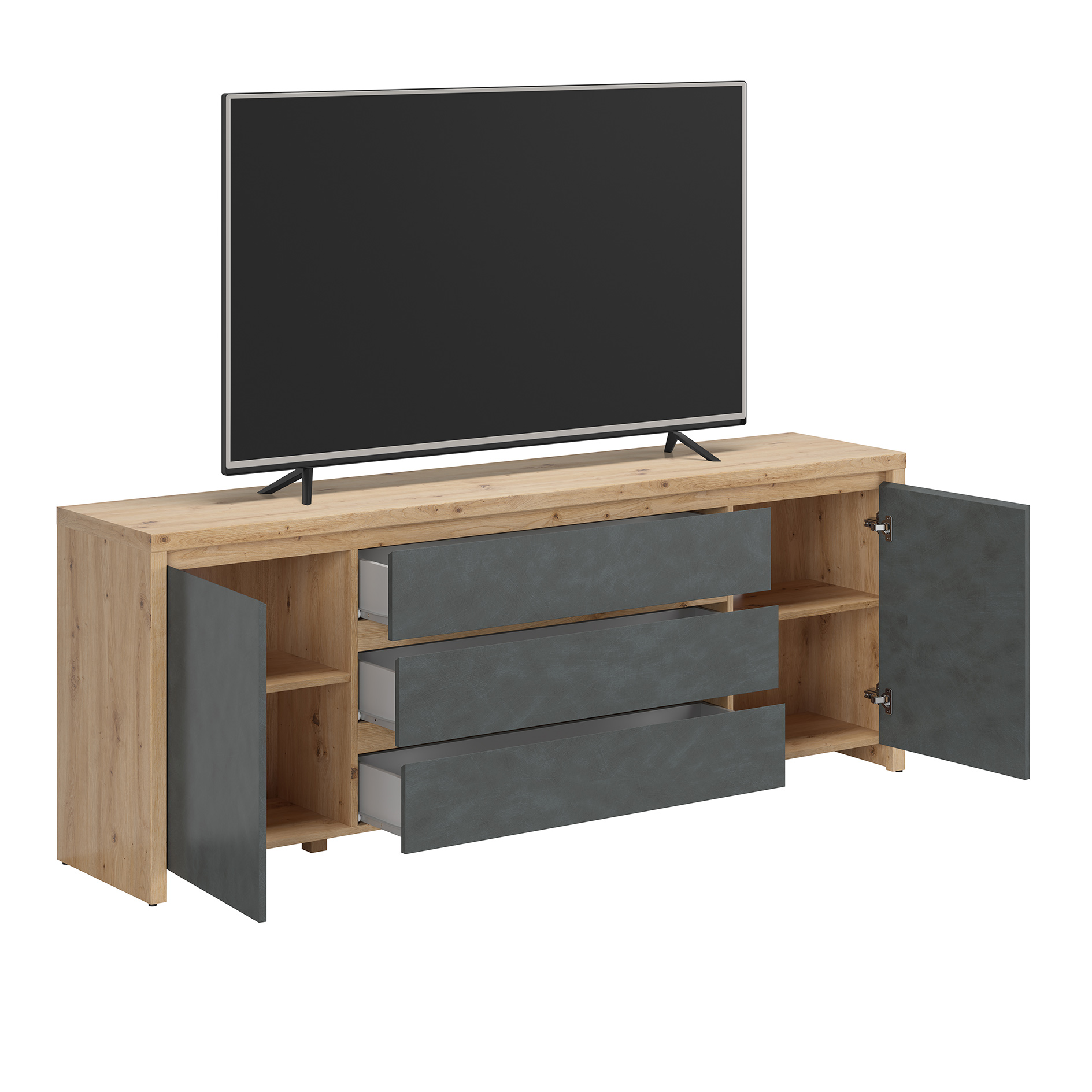 Lowboard - Artisan Eiche-Matera - 3 Schubkästen - 190 cm