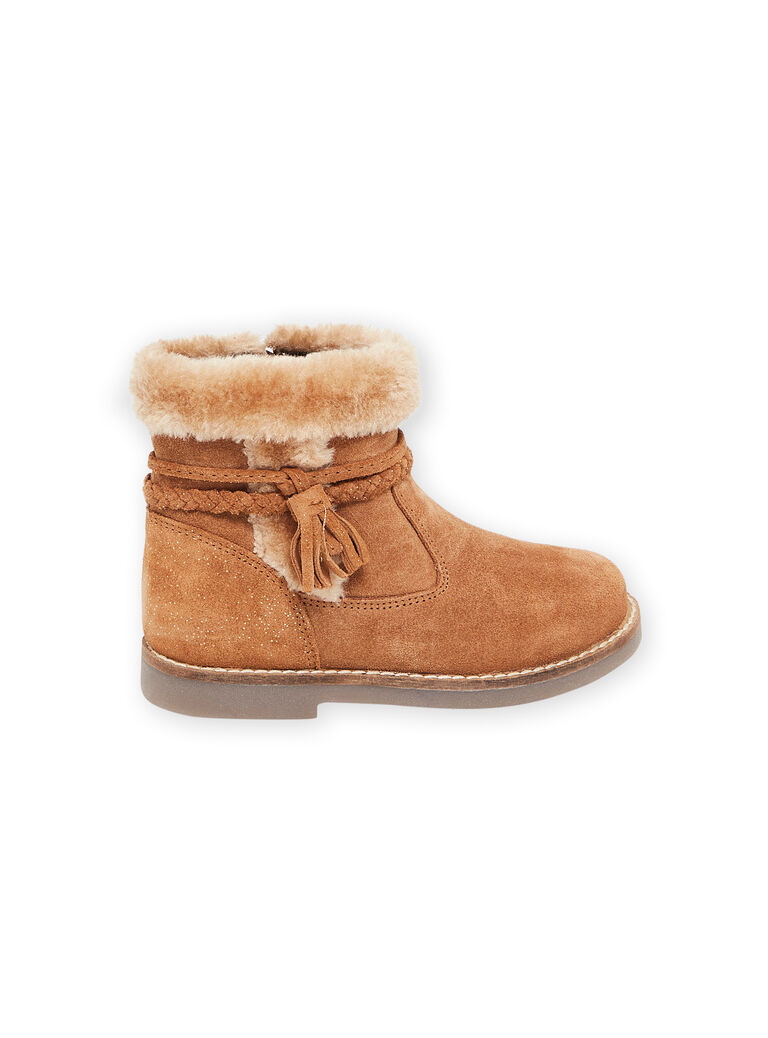 Boots en croûte de cuir avec col fourré