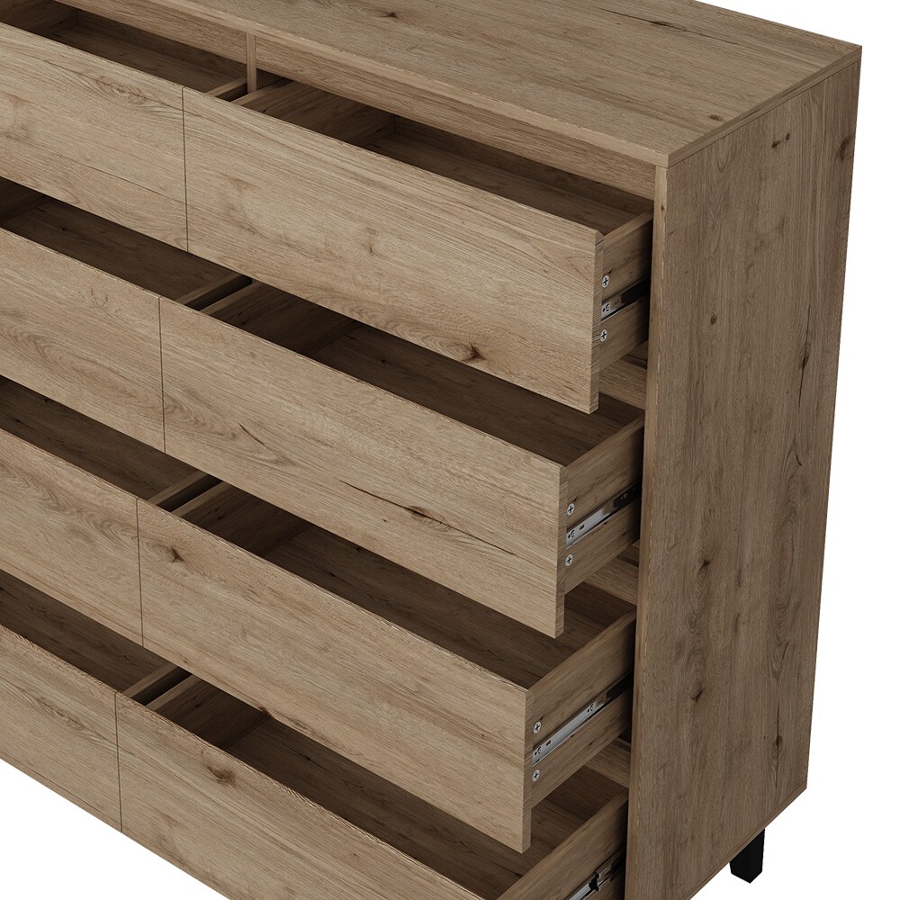 Vicco Sideboard Bahia Eiche 120 x 117 cm mit 8 Schubladen