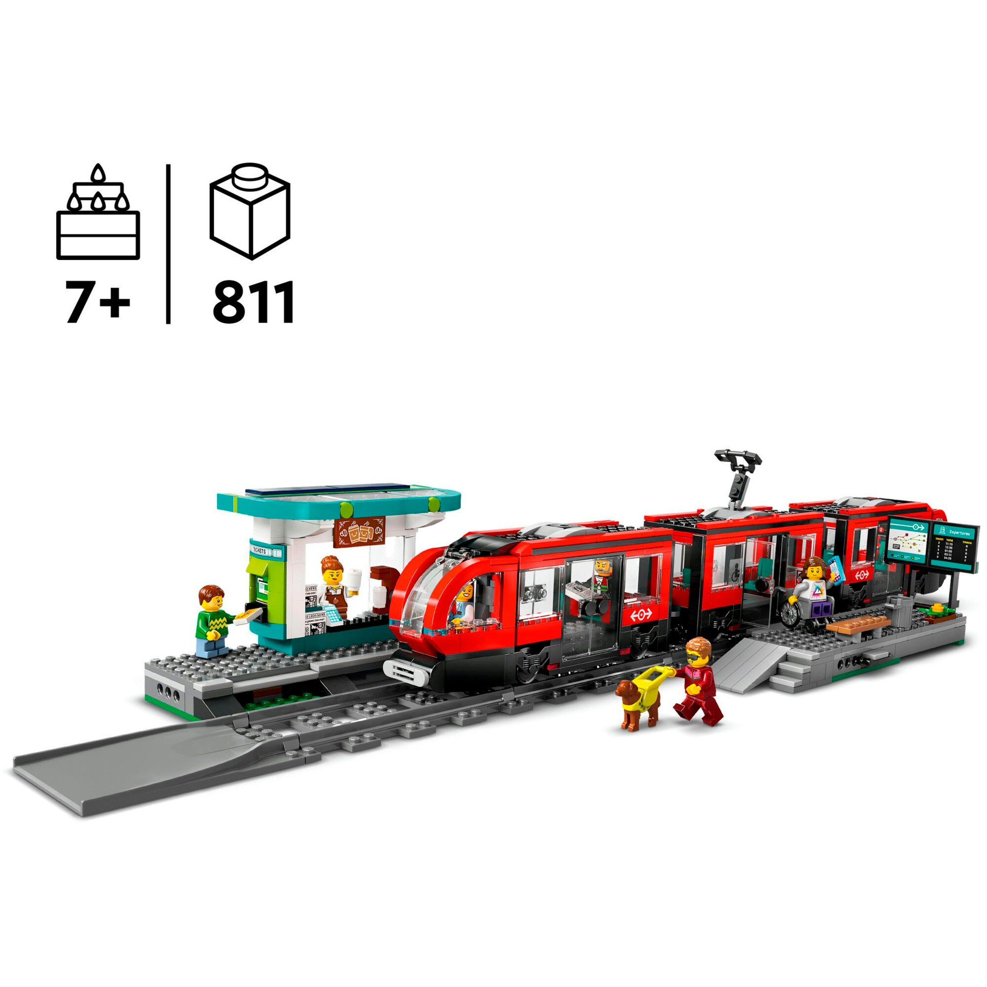 LEGO Konstruktionsspielzeug City Straßenbahn mit Haltestelle