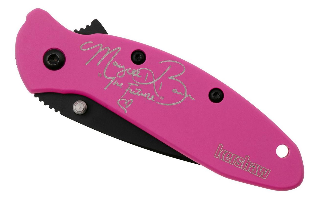 Kershaw Scallion Maycee Barber 1620MB Black Cerakote 420HC, Pink Cerakote Steel, Limited Edition zakmes, Ken Onion design