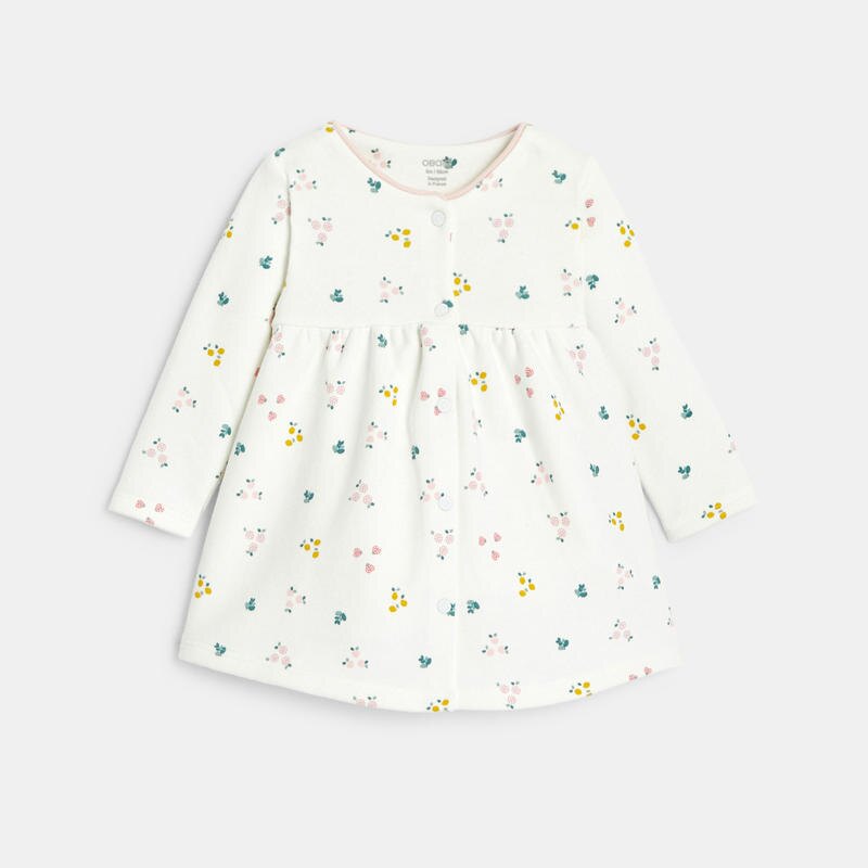 Robe molleton imprimé fruits et legging blanche naissance Blanc