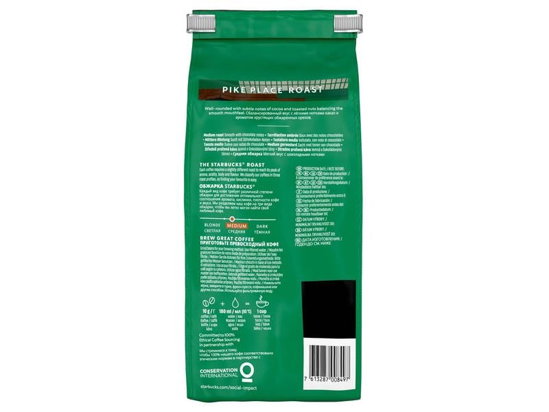 Starbucks Kaffeebohnen Pike Place 450 g Sanfte und ausgewogene Kaffeemischung