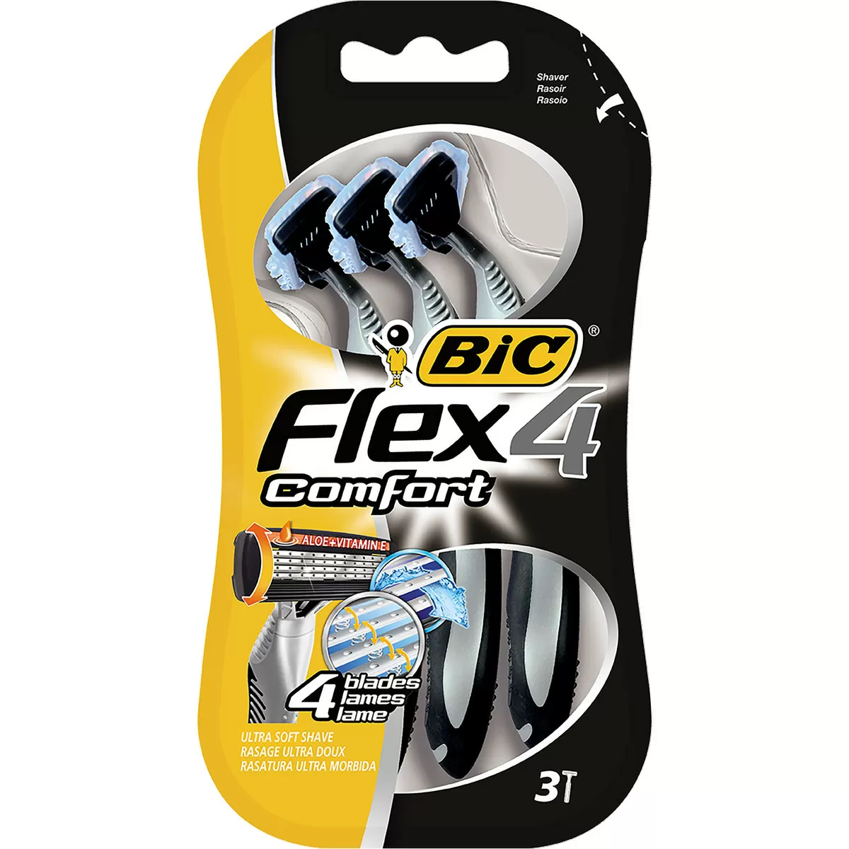 BIC Shaver Comfort 4 Flex Engangs skraber- 3 stk.