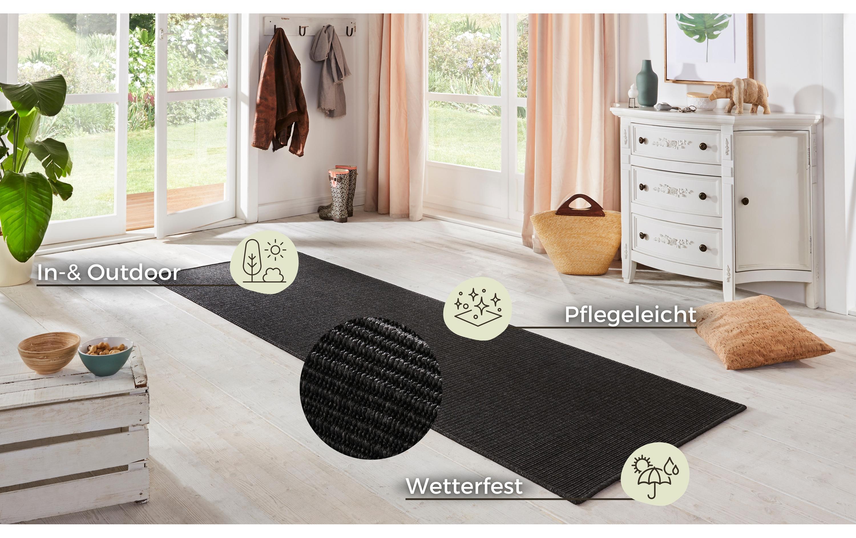 Teppich Sisal 80 cm x 150 cm, SchwarzIn- & Outdoor Teppichläufer